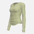 thumbnail image 4 of Timegard Hauts de Yoga pour Femmes à Manches Longues, Col en V, T-Shirt Froncé, Chandails de Sport, Entraînement, Course, 4 of 4