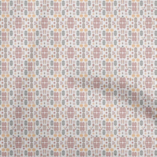 oneOone Rayon White Fabric Asian Kilim Sewing Craft Projects Fabric Prints By Yard 56 Inch Wide