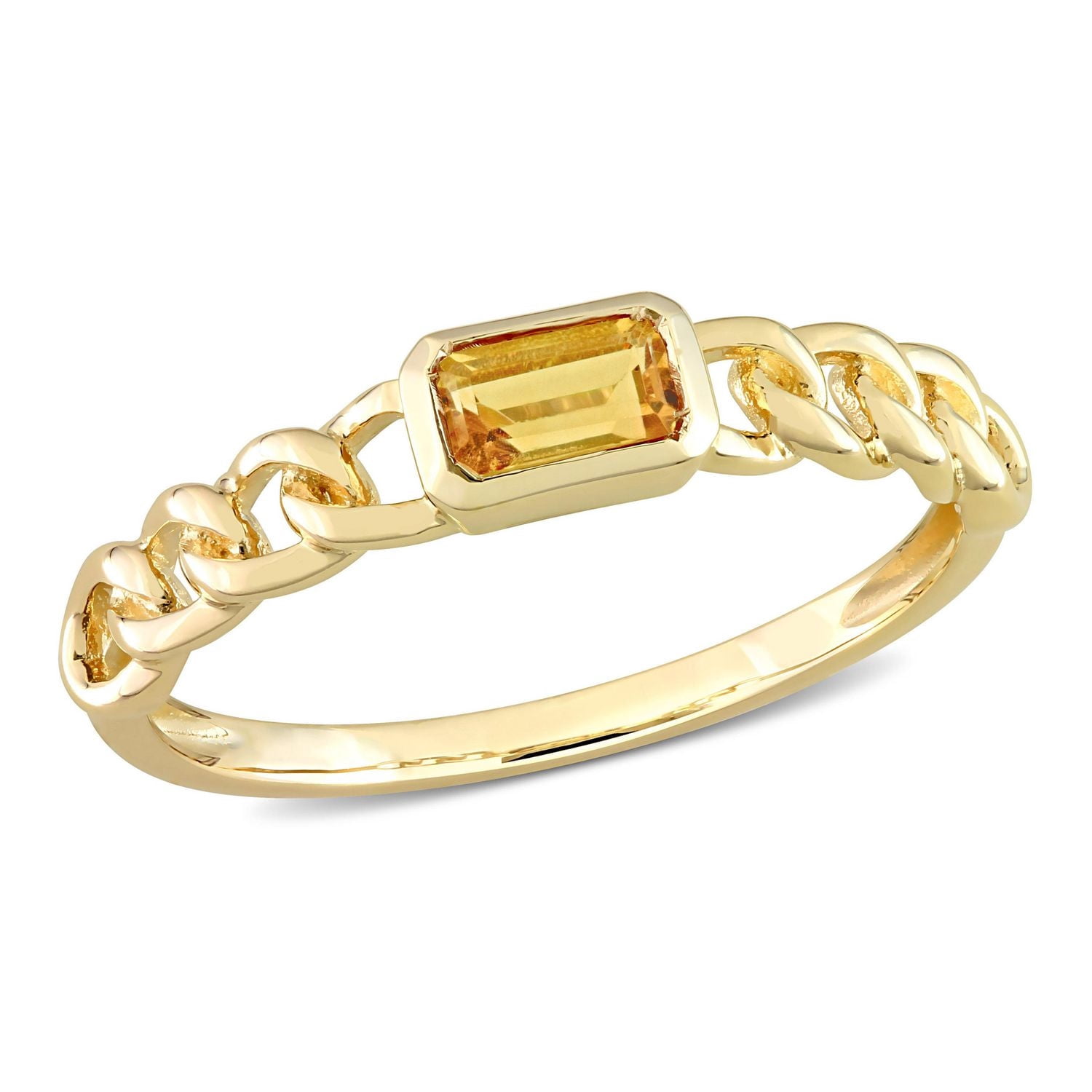 Bague solitaire octogone à maillons Miabella avec 1/3 Carat PBT de citrine en or jaune 10k