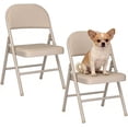 thumbnail image 1 of YLGJ Metal Folding Chairs Set of 2, PU Padded Stackable Gray, 1 of 6