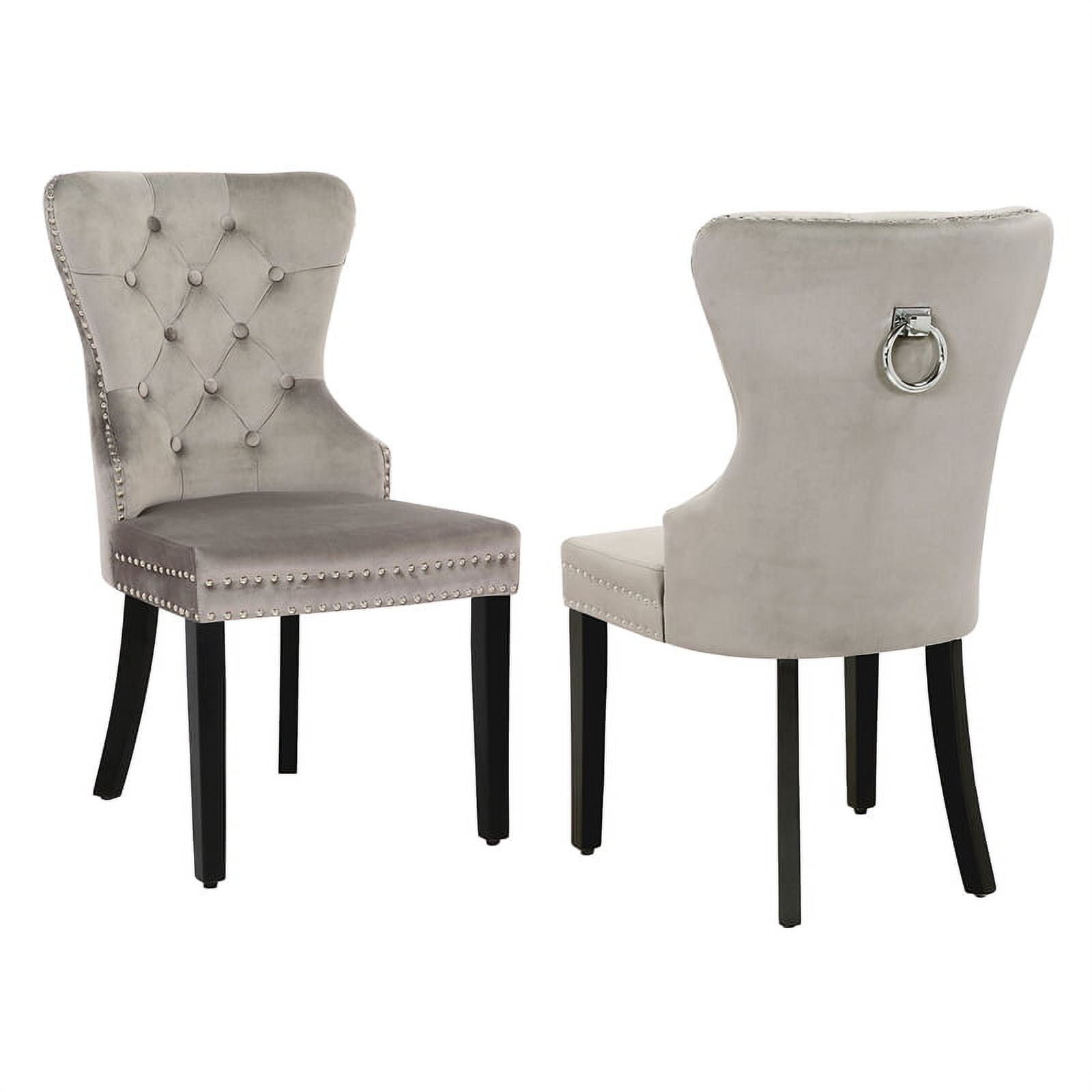 Costaelm Modern Tufted Velvet Dining Side Chair, Navy Blue (Set of 2)