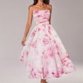 thumbnail image 1 of FcBaudy Robe Camis Sans Manches à Col en V, Robes d'Été pour Femmes, Robes pour Femmes à Bretelles Sans Bretelles en Chiffon Sans Manches Imprimées Robe Botanique Florale Robe Femme, 1 of 5