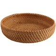 thumbnail image 1 of Handmade Autumn Rattan Weaving Round Storage Basket Fruit Dish Rattan Bread Basket for Kitchen Food Picnic Bread Sundry Mini Container, 1 of 10