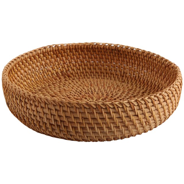 Handmade Autumn Rattan Weaving Round Storage Basket Fruit Dish Rattan Bread Basket for Kitchen Food Picnic Bread Sundry Mini Container