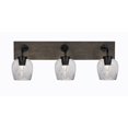 thumbnail image 1 of Oxbridge 3 Light Bath Bar In Matte Black & Painted Distressed Wood-look Metal Finish With 6" Smoke Bubble Glass, 1 of 1
