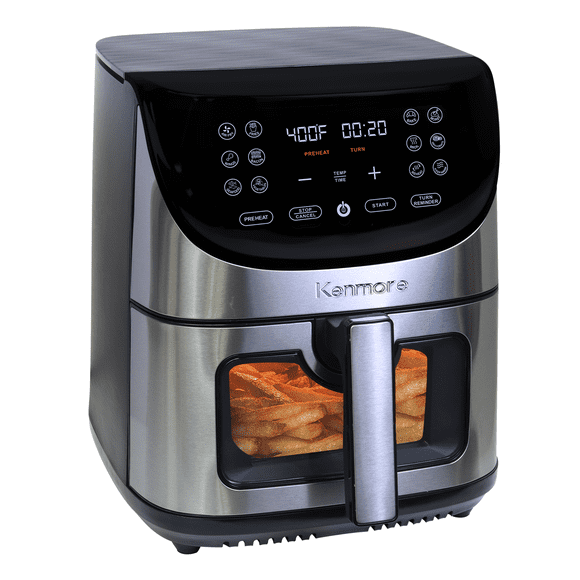 Kenmore 8 Qt Air Fryer, 1700W, 12 Cooking Presets, Digital Touch Screen, Stainless Steel