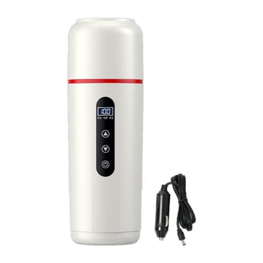 veasfak Car Heating Travel Cup 12V/24V Electric Travel Kettle for Boiling Water Style C