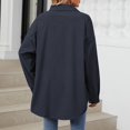 thumbnail image 4 of RXIRUCGD Mode Femme Couleur Unie Manches Longues Col à Revers, Marine, Taille : TG, 4 of 9