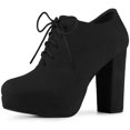 thumbnail image 1 of BLISSFUL STEP Bottines pour Femmes en Faux Suède à Talon Épais Plateforme à Lacets Bout Rond Bottes Habillées Noir 7, 1 of 1