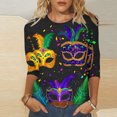 thumbnail image 2 of Penkiiy Blouse de Carnaval Manches 3/4 Chemise de Printemps Tee Quotidien Imprimé Masque Blouse Mardi Gras Col Rond 2024 Tee Tunique Habillée 3TG Multicolore, 2 of 5