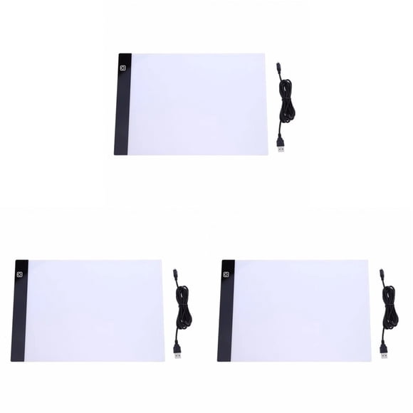 A5 Portable USB Tracing Light Pad, Adjustable Brightness LED Drawing Board for Artists & Hobby Crafters, 9.45x5.91 inch, White 3Packs