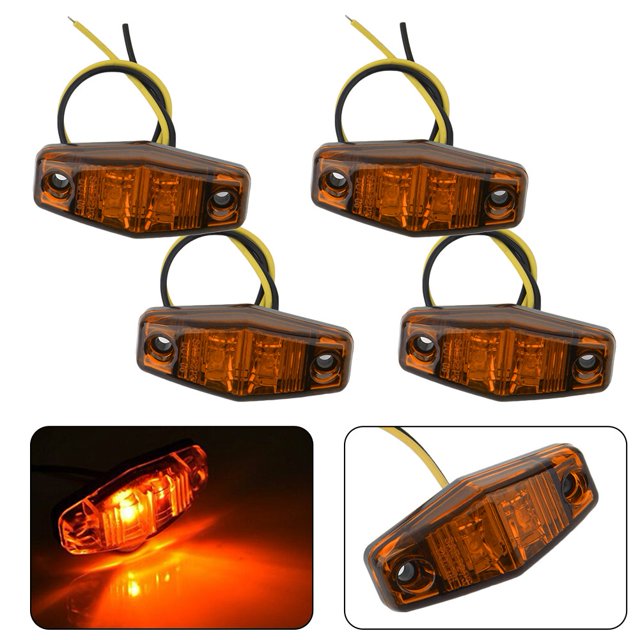 4pcs Amber LED Side Marker Light Front 12V-24V Car Van Truck Trailer Lorry Lamp