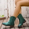 thumbnail image 1 of Cameland Women's Retro Solid Color Mid Calf Boots Middle-Heels Round-Toe Boots Back Zipper Boots, 1 of 5