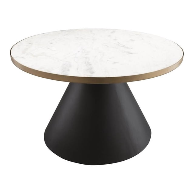 TOV Furniture Richard Table Basse Transitionnelle en Marbre de 16,5 Po H, Blanc