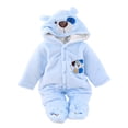 thumbnail image 1 of MIASHUI Barboteuse Ourson pour Bébé Combinaison d'Hiver Garçons Filles Chaude à Capuche, Bleu Pâle, 6-12 Mois, 1 of 4