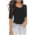 thumbnail image 1 of AherBiu Hauts Basiques Superposés pour Femmes Chemises Manches 1/2 Encolure Dégagée Ajusté Confortable sous-Vêtement Tunique T-Shirts, 1 of 6