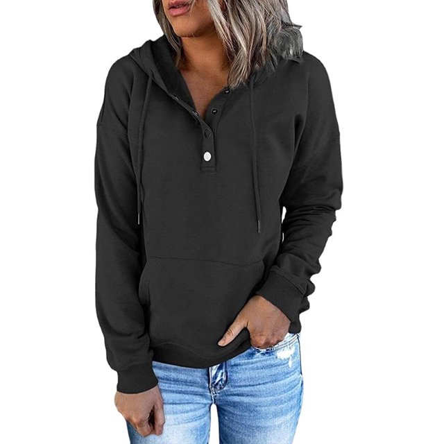 MesaSe Sweat à Capuche pour Femmes Manches Longues 1/4 Bouton Pull Violet