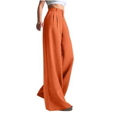 Chbgutlmr Dress Pants for Women Wide Leg Button High Waist Pleated Loose Business Work Casual Trousers