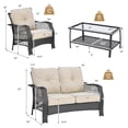 thumbnail image 3 of Costway 4PCS Patio Wicker Furniture Set Loveseat Sofa Coffee Table W/ Cushion, 3 of 10