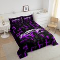 thumbnail image 4 of Erosebridal Purple Racing Car Comforter Sets Twin Size, Neon Geometric Comforters & Duvets, Speed Sports Decor, Reversible 2pcs, 4 of 7