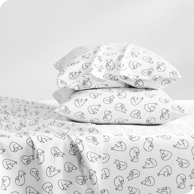 Bare Home Flannel Sheet Set - 100% Cotton - Deep Pocket - Queen, Feelin' Foxy, 4-Pieces