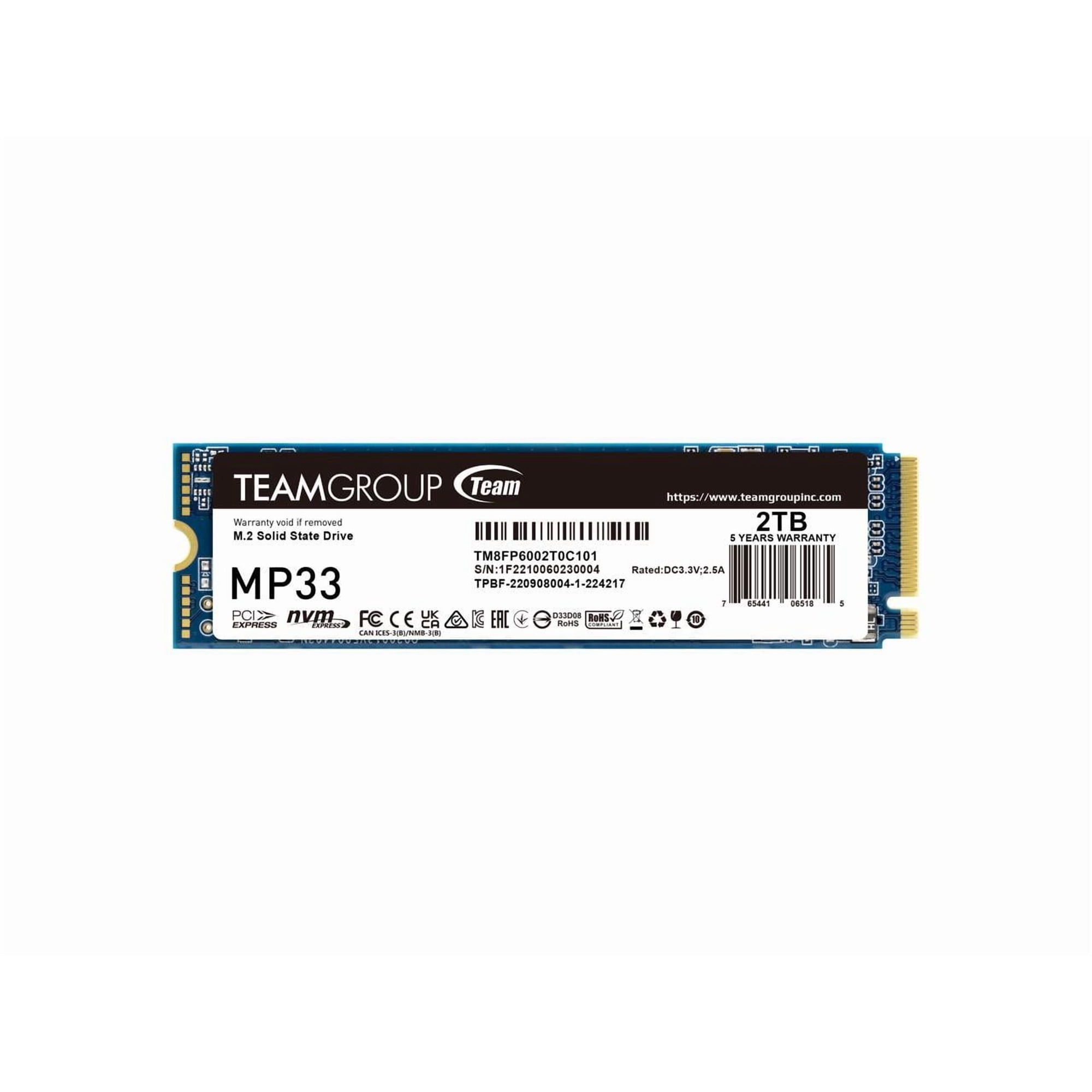 Team Group MP33 M.2 2280 2TB PCIe 3.0 x4 with NVMe 1.3 3D NAND