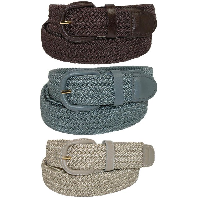 CTM® Ceinture Tressée Élastique Extensible (Lot de 3 Couleurs) (pour Hommes)