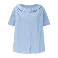 thumbnail image 4 of Blouses pour Femmes Décontractées à Col Rond Boutonnées T-Shirt Basique Confortable Détente Tendance Léger Été Vacances Chemise Douce 2025, 4 of 6