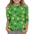 thumbnail image 1 of Tauxra Chandail de la Saint-Patrick pour Adultes, Chandail à Col Rond Imprimé à Manches 3/4, T-Shirt Décontracté à Manches Longues avec Graphique de Trèfle pour Activités Festives, 1 of 6