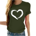 thumbnail image 2 of EGNMCR T-Shirts pour Femmes Femmes Manches Courtes Col Rond Imprimé en Forme de Cœur Hauts Décontractés Blouse T-shirt, 2 of 9