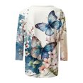 thumbnail image 5 of Pompotops T-shirt Ample Imprimé pour Femme, Blouse Mi-Longue à Manches 3/4, Col Rond, Hauts Décontractés, Liquidation, 5 of 5
