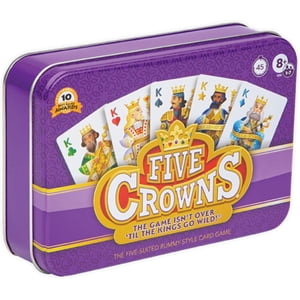 PlayMonster Five Crowns Collectible Tin – Card Game for Kids and Adults, Family Game Night, The Game isn’t Over Until the Kings Go Wild!, 5 Suited Rummy Style Card Game, 1-7 Players, Ages 8+