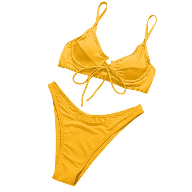 Birdeem Maillot de Bain Bikini pour Femmes, Couleur Unie, Fendu, à Motif Losanges