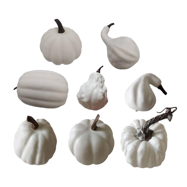 8x Artificial Harvest Pumpkins Assorted Size Artificial Vegetables for Halloween