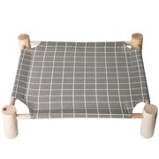 Pet Elevated Bed Detachable Wooden Plaid Cartoon Washable Cat Cot Bed Dog Bed