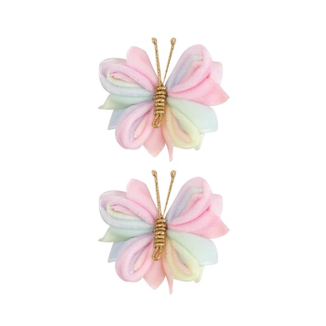 2 Pcs Pinces à Cheveux Papillon Cheveux Bouclés Accessoires de Coiffure Portables Mignons Flocage Coloré