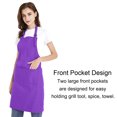 thumbnail image 3 of (Price/each)Opromo Unisex Cotton Canvas Adjustable Chef Kitchen Aprons with 2 Pockets-Purple-L, 3 of 7