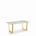 thumbnail image 4 of Rectangular Marble Dining Table with stainless steel polished gold base, Modern designe, 4 of 7