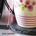 thumbnail image 3 of 4 PCS Round Slate Black Coasters Handmade Coasters for Drinks, Beverages, Wine Glasses, 3 of 6