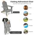 thumbnail image 2 of Patiojoy 2PCS Folding Adirondack Chair Outdoor Adirondack Chair Weather Resistant Lounger  Fire Pit Chair for Backyard Porch Poolside Grey, 2 of 8