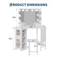 thumbnail image 5 of BeesClover Corner Vanity Desk with LED Lighted Mirror - 3-Fold Mirror with 3 Lighting Modes, Built-in Power Station with Outlets and USB Ports, for Bedroom, 5 of 5