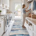 thumbnail image 3 of Abstract 3x10 Kitchen Runner Rug - Indoor Washable Non Slip Rugs for Hallway Bedroom Low Pile Living Room Office Long Carpet Soft Modern Home Decor Floor Mat for Bathroom Laundry 3x10 Blue, 3 of 8
