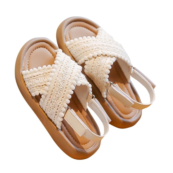 Summer Clothes, HVOBTTY Girl's Beach Sandals, Girls' Ethnic Style with Casual Soft Soles Beach Shoes for Students and Casual Shoes White, 37