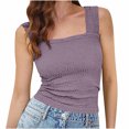 thumbnail image 2 of LSLJS Womens Summer Solid Tank Tops Neck Crop Tops Flower Spring Going Out Tops Slim Crop Cami Wide Straps Sleeveless Shirts Top, Womens Tank Tops, 2 of 9