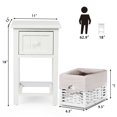 thumbnail image 2 of Gymax 2 Tier Mini Nightstand 1 Drawer Bedside End Table Organizer Wood W/Basket White, 2 of 10
