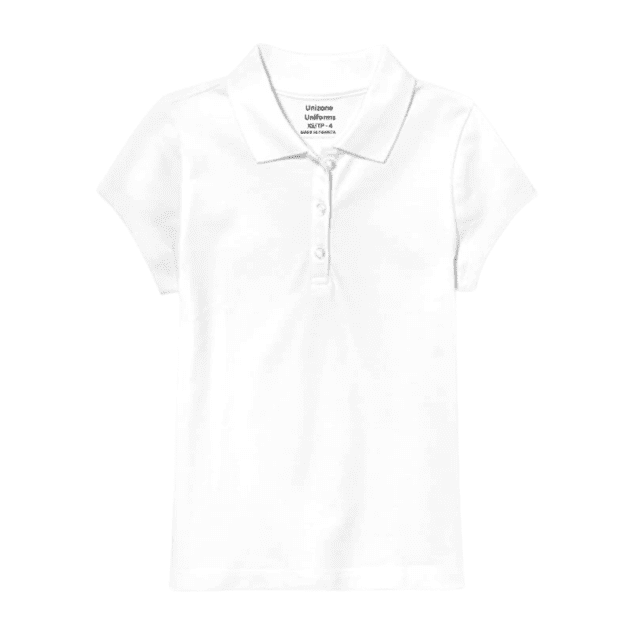Unizone Uniforms Polo Piqué à Manches Courtes pour Filles (Grand, Blanc)