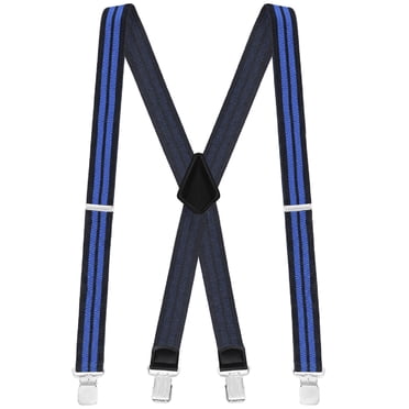 Buyless Fashion Textured Suspenders for Men - 48" Adjustable Straps 1 1/4" - X Back with Metal Clips