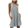 thumbnail image 2 of Robes d'Été Grande Taille pour Femmes 2024 Printemps et Col Suspendu Jupe Grand Dos Col Rond Sans Manches Robe Économisez jusqu'à 65 %!, 2 of 9