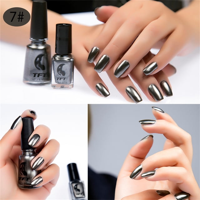 PVCS TFT Metallic Stainless Steel Mirror Silver Nail Polish 17 Colors 6ML