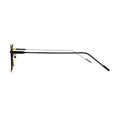 thumbnail image 4 of Mens Old School Double Bridge Narrow Rectangle Metal Rim Sunglasses Black Yellow, 4 of 4